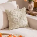Crèmekleurige pluchen kussensloop met 3D reliëf boompatroon voor herfst decoratie - 45x45cm / Beige Eik