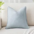 Funda de cojín cuadrada azul claro de algodón y lino con borde de pestaña para sofá - 45x45 cm / Circón Azul Claro