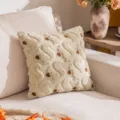 Luxe crème 3D eekhoorn geborduurde pluche kussenhoes voor herfstoogst woondecoratie - 45x45cm / Beige Eekhoorn