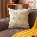 Cream pumpkin embossed 3D plush cushion cover for Halloween and autumn home decor - Beige pumpkin / 30*50cm Without Core