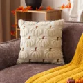 Cream tufted pumpkin plush pillow cover for Halloween festive decorative sofa cushion - Beige Pumpkin Brown Stem / 30*50cm Without Core