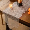 Elegant white spider web lace table runner for Halloween party table decoration. - 33*183cm / White