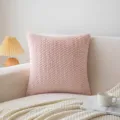 Zachte roze kussensloop met konijnenvacht textuur en geweven patroon voor decor - 30x50cm / Roze Kleine Golf