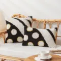 Boho tufted geometric coffee brown pillow cover with dot and stripe pattern for sofa - 30x50cm (Cover Only) / Chocolate