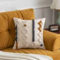Nordic style tufted boho pillowcase with geometric embroidery on a yellow sofa - 30*50cm Without Core / Two-tone Rhombus