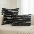 Nordisches Kissenbezug-Set aus schwarz-grau gestreiftem Tweed für das Sofa-Dekor - 30x50cm / Schwarz