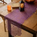 Purple lace spider web table runner for Halloween home party and dining decoration - Purple