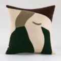 Decoratieve abstracte geometrische geborduurde kussenhoes met groene en beige kleurblokken - 45*45cm Zonder Kern / Gezicht (Katoenen Basis)
