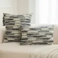 Elegante gewebte Tweed-Kissenbezüge mit grauen und schwarzen Streifen für Sofas - 30x50cm / Grau