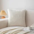 Elegante crème faux konijnenbont kussensloop met een geweven textuur voor de bank - 45x45cm / Wit Kleine Golf