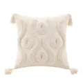 Cream tufted throw pillow cover with handmade embroidery and tassels for sofa decor. - 45x45cm (Cover Only) / Bubble Pattern