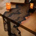Elegant black lace Halloween table runner with spiderweb design for party decor - 33*173cm / Black Bat