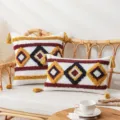 Bohemian tufted geometric pillow covers with tassels on a rattan sofa - 30x50cm (Cover Only) / Coffee