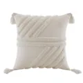 Cream tufted bohemian pillow cover featuring geometric patterns and corner tassels - 45x45cm (No Insert) / Flowing Stream