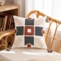 Fodera per cuscino tufted geometrico boho con nappe colorate terracotta e grigio - Quadrato Centrale