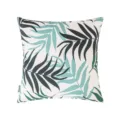 Waterproof outdoor cushion cover with teal palm leaf print for garden sofa decor - Deep Blue Green Areca Leaf