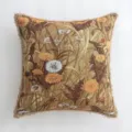 Housse de coussin jacquard classique européen avec fleurs sauvages à l'huile et franges - Pissenlit Jaune