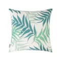 Outdoor waterproof cushion cover with green palm leaf print for garden sofa deco - Aqua Green Areca Leaf