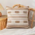 Moroccan style cotton jacquard pillowcase with brown stripes on cream background - 45x45cm (No Insert) / Brown