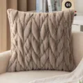 Zachte kussenhoes van imitatiebont met een elegant gedraaid kabelpatroon in bruin - 30*50cm Zonder Kern / koffiekleur