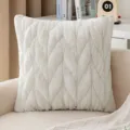 Elegante witte kussensloop van imitatiekonijnenbont met luxe 3D gedraaid breipatroon - 30*50cm Zonder Kern / Wit