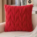 Luxe rode kussenhoes van imitatie konijnenbont met een gevlochten kabelpatroon - 30*50cm Zonder Kern / Rood