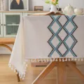 Mantel nórdico bordado geométrico con borlas para mesas de comedor y de centro - 60*60cm / Azul Negro