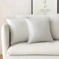 Premium silver grey matte PU leather waterproof square throw pillow cover - 45*45cm Without Core / Pure White