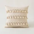 Boho-Kissenbezug in Cremeweiß mit Quasten und Spitze für das heimische Sofa-Dekor - 45*45cm Ohne Kern / Drei-Reihen Quaste
