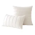 Set of cream white velvet throw pillow covers featuring decorative striped binding - 30*50cm Without Core / Milk White