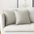 Minimalist matte light grey PU leather cushion cover on a modern white fabric sofa - 45*45cm Without Core / Beige