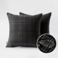 Outdoor waterproof pillowcase in dark grey with a textured stripe weave pattern - 18x18 Inch / Black