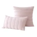 Soft pink velvet pillowcase featuring a elegant horizontal and vertical striped design - 30*50cm Without Core / Pink