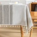 Mantel impermeable de lino sintético estilo nórdico con borlas en gris - 60*60cm / Gris