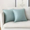 Funda de cojín de cuero PU azul cerceta, impermeable y mate - 45*45cm Sin Núcleo / Verde Claro