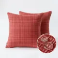 Funda de cojín para exterior impermeable con rayas tejidas en rojo terracota duradera - 45x45 cm / Rojo