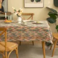 Vintage American style jacquard tablecloth featuring a colorful zigzag geometric pattern - Colorful Wave Pattern