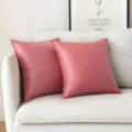 Fundas de cojín cuadradas de cuero PU rosa moderno con acabado mate decorativo - 45*45cm Sin Núcleo / Rosa oscuro