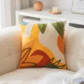 Fodera per cuscino ricamata astratta con motivi geometrici colorati per divano di design. - 45*45cm Senza Nucleo / Foglie (Base in Velluto)
