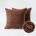 Funda de cojín para exterior marrón impermeable con detalle de textura tejida - 45x45 cm / Marrón