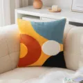 Fodera per cuscino ricamata con motivo geometrico astratto e patchwork colorato - 45*45cm Senza Nucleo / Base Rotonda (Base in Velluto)