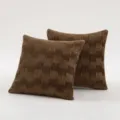Elegant brown pleated velvet cushion cover with minimalist textured lines for sofa - Pillowcase (Without Core) / 45x45cm / Brown