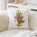 Fodera per cuscino bianca con ricamo a piante astratte colorate per arredo divano - 45*45cm Senza Nucleo / Seaweed (velvet bottom)