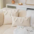 Elegant cream boho macrame leaf throw pillow covers for minimalist home sofa decor - Three-Leaf Branch