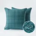 Premium teal waterproof outdoor cushion cover featuring a striped woven fabric texture - 18x18 Inch / Lake Blue