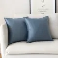 Funda de cojín de cuero PU azul mate impermeable para decoración de sofá moderno - 45*45cm Sin Núcleo / Azul Niebla