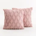 Soft pink plush decorative cushion cover with elegant embroidered diamond pattern for sofa - 45x45cm Single-Sided Plush (Insert Not Included) / Dusky Pink