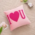 Housse de coussin rose avec cœur tufté et broderie I Love U pour la décoration - 45*45cm Sans Cœur / Je T'aime
