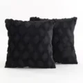 Luxury black plush throw pillow covers with elegant embroidered diamond pattern for sofa - 45x45cm Single-Sided Plush (Insert Not Included) / Black