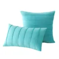 Turquoise blue velvet throw pillow covers with elegant pleated stripe design - Aqua Green